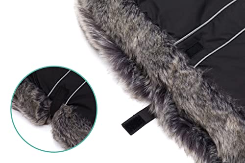 Fillikid Handwärmer Halifax Exclusiv/Muff Kinderwagen, Buggy, Sportwagen, Radanhänger/warme Handschuhe ÖKO-TEX zertifiziert/Funktionshandmuff atmungsaktiv, Design:schwarz