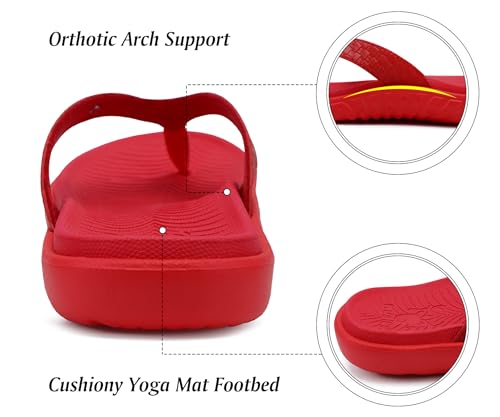Image of KuaiLu Womens Flip Flops Arch Support Yoga Mat Cushioned Thong Sandals | Ladies Comfortable Walking Slides For Plantar Fasciitis Slip On Indoor Outdoor For Summer