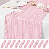 10 Pièces Chemin de Table Rose, Chemin de Table en Étamine 55x300 cm Chemins de Table en G...