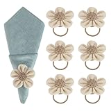 Napkin Rings Set of 6 Handmade Rustic Napkin Rings Reusable Boho Napkin Ring for Elegant Dining Table Decoration Perfect for Christmas, Thanksgiving, Wedding, Holiday, Everyday Use