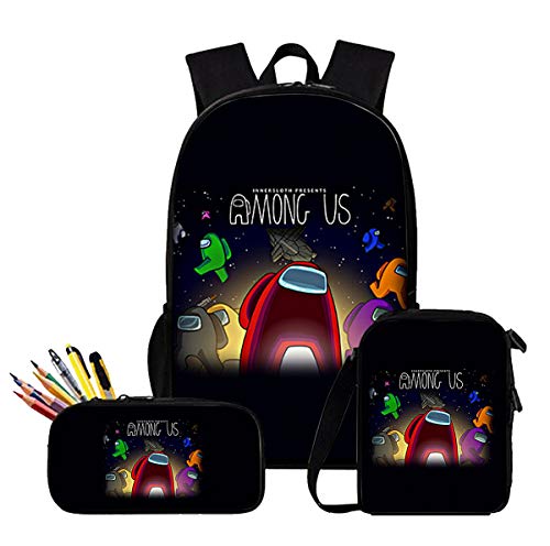 FCBF Mochila Escolar para Niña y Niños  Among Us Infantil Adolescentes Sets Backpack