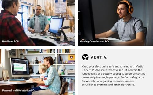 Image of Vertiv Liebert PSA5-1500MT120 UPS 1500VA 900W 120V Line Interactive AVR Tower UPS, 2 USB Charging Ports, Battery Backup w /Surge Protection, Energy Star Certified, New Model Available PSA6-1500LVT