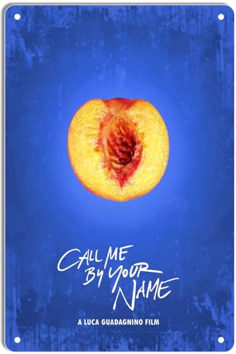 Targa in metallo con scritta Call Me By Your Name, minimal, poster cinematografico per decorazione home theater e arte da parete retrò, 20 x 30 cm
