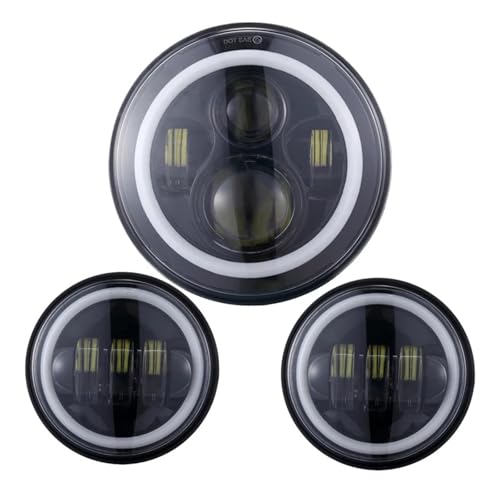 Phare LED pour motos Electra Glide 7 pouces avec feux antibrouillard 4.5 pouces étanches noir