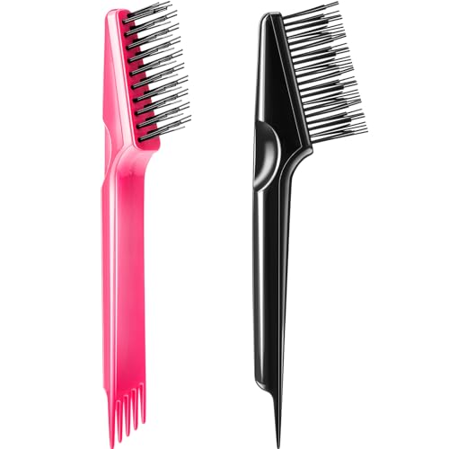Yaomiao 2 Pack Hair Brush Cleaner Black, Pink 2-in-1 Comb Cleaning Tool