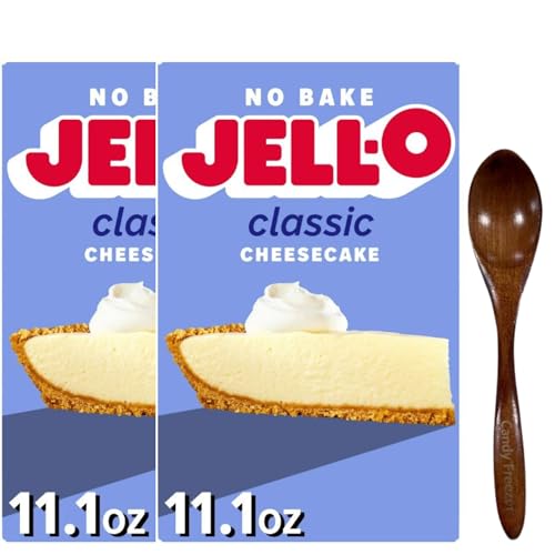 Jel-0 Dessert Kit No Baking with Crust Mix & Filling Mix11.1 oz Box (Pack of 2) Includes Candy Freezer Wooden Spoon (Cheesecake) Wooden Spoon