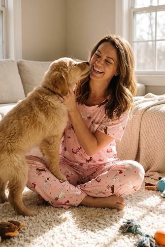 Image of Ekouaer Womens Satin Silky Pajama Set Short Sleeve Shirt with Long Pajama Pant Set Soft PJ Loungewear