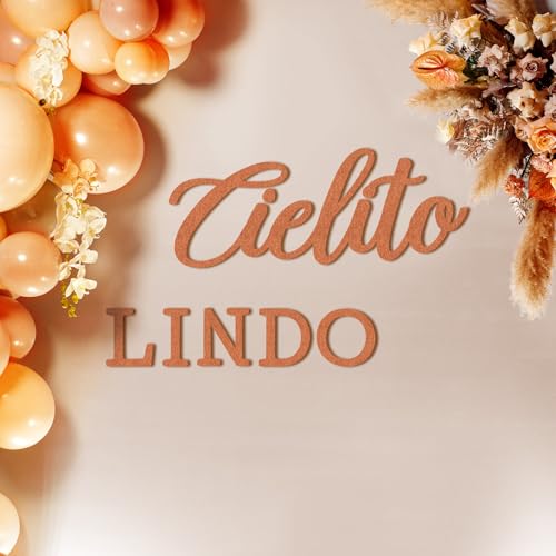 Image of VitalCozy Cielito Lindo Sign for Backdrop Felt Cielito Lindo Sign for Balloon Arch Baby Shower Birthday Party Mexican Talavera Wedding Party Decor for Backdrop Balloon Arch Decor(Brown,Glitter)