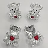Rotroyce 4-Pack Crystal Glass Bear Figurines - Handmade 3D Animal Paperweights, Christmas Home Decor Gift Set for Holidays, Birthdays, Mother's Day (Red Bear 4-Pack)
