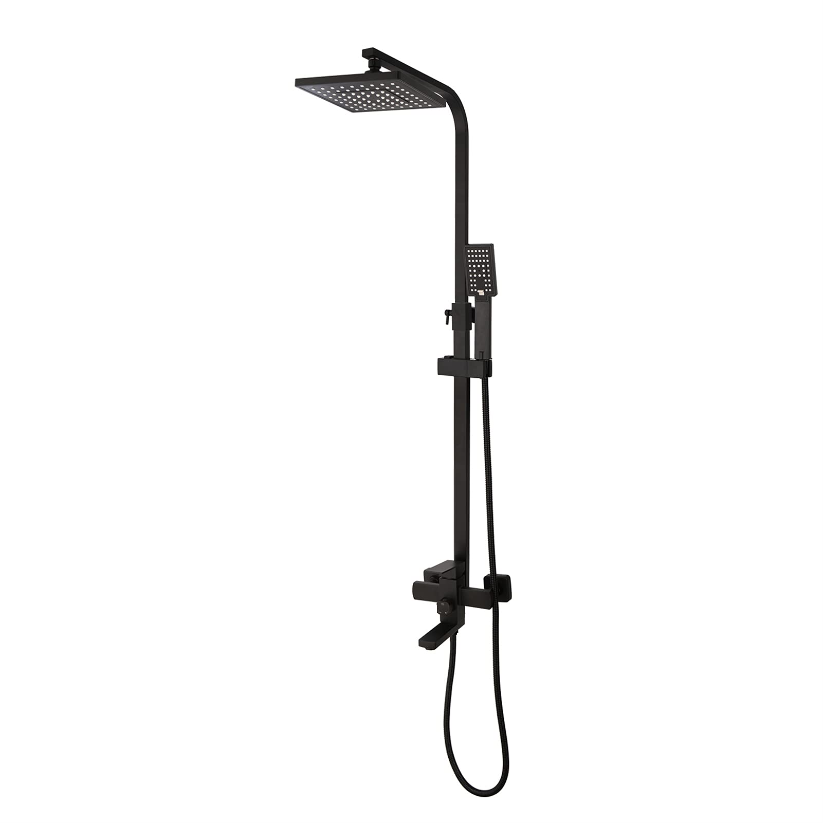 OZBMA Shower Mixer, Bathroom Set, 8 Inch Rainfall Head, with Handheld Square Hand Sprayer and Tub Spout, Matte Black Faucet Set