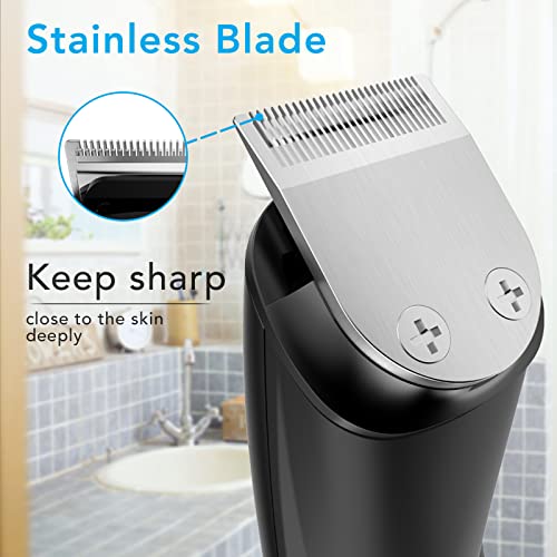 Acekool Haarschneidemaschine, Haarschneider Herren Wasserdicht Bartrimmer Wiederaufladbar Bartschneider mit Präzisionstrimmer und Friseur Cape Kit für Gesicht, Haar, Körper, Ohren und Nase Schwarz - Image 6