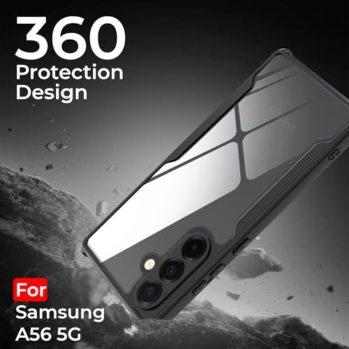 Image of A rtistque Clear Hard Transparent Acrylic Armor Anti-Drop Shockproof TPU Edge Back Cover Case for Samsung Galaxy A56 - Black