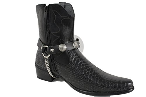 Men Biker Jewelry Boot Bracelets Black Leather Straps Silver Metal Chains Native American Indian