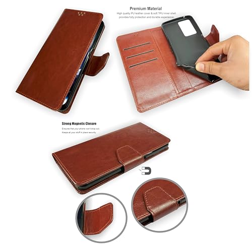 Image of SBMS Flip Cover for OnePlus Nord 4 5G Back Cover Case with Magnatic Closure | Inbuilt Stand | Card & Money Pocket (Brown)