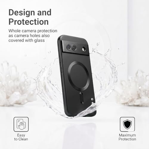 Image of amazon basics Premium Mag-Safe Case for Google Pixel 7A | Shockproof & Anti-Scratch Cover | Soft Silicone with Wireless Charging | Camera Lens Guard - Black