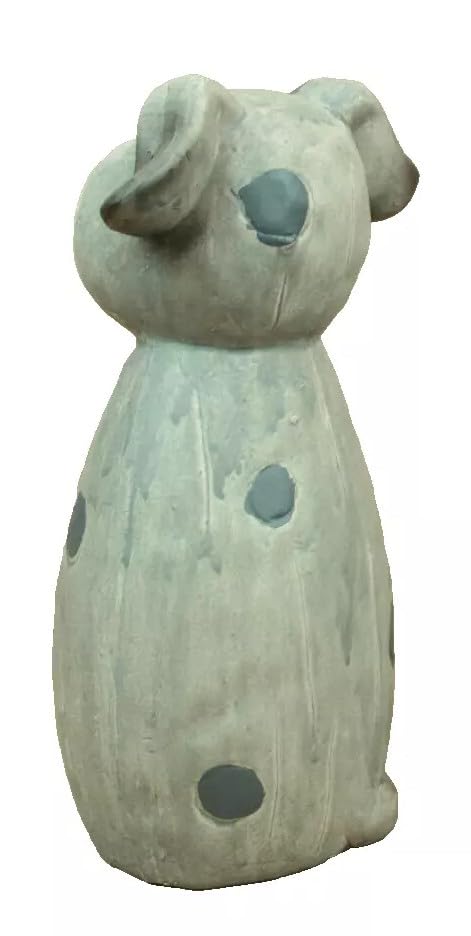 Generisch Zaunhocker Keramik Hund grau 22 x 9 x 9,5cm Pfahlhocker Zauntier Gartendeko Figur Gartenfigur (Ra)