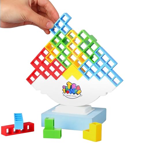 WeeKids Tetra Tower Balance Blocks de 48 PCS | Tetris Tower Juego para Adultos y niños 3+ | Juego de Equilibrio | Juguete Montessori Educativo