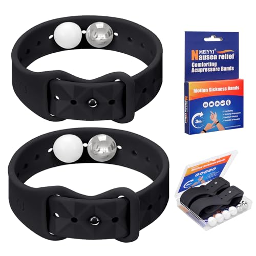 Image of Motion Sickness Bands for Adults and Kids Sea Wristbands for Cruise Travel Wristband, Natural Relief Wristbands,Sea Bands for Pregnancy Women(1 Pair Black)