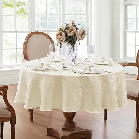 Elrene Damask Tablecloth, Water-Repellent, 60" X 84" Cover