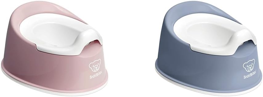 BabyBjörn Smart Potty, Powder Pink/White & BABYBJORN Toilet Trainer, White/Gray, 1 Count (Pack of 1)