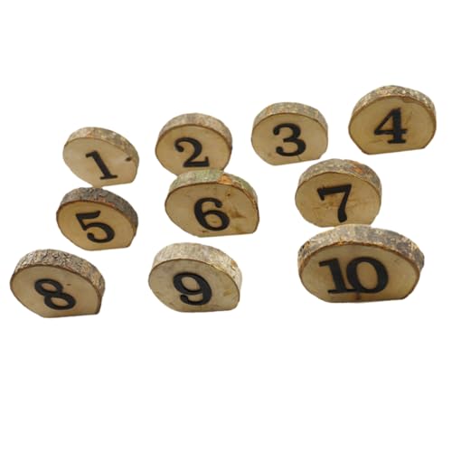 NAMOARLY 10Pcs Wooden Table Numbers Sign Elegant Wedding Party Number Cards for Events Rustic Table Decor for Restaurants Banquets and Receptions