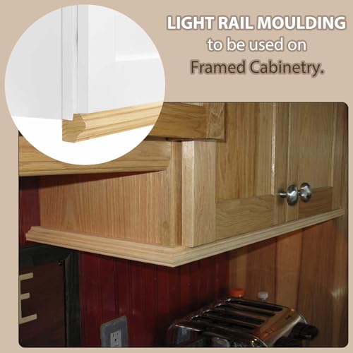 Image of DoubleFill 2 Pack 47 inch Kitchen Cabinet Light Rail Molding 1-3 /8 inch Wide x 1-1 /2 inch Trim Wood Unfinished Kitchen Cabinet Molding for DIY Cabinetry, Yellow Poplar, 94 inch Total