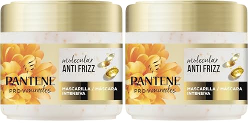 Pantene Pro-V Miracles Frizz Control Mascarilla con Biotina y Complejo de Keratina 300ml Nutrición para el Pelo Seco y Dañado. Suavidad durante Todo el Día. Con Perlas Pro-V (Paquete de 2)
