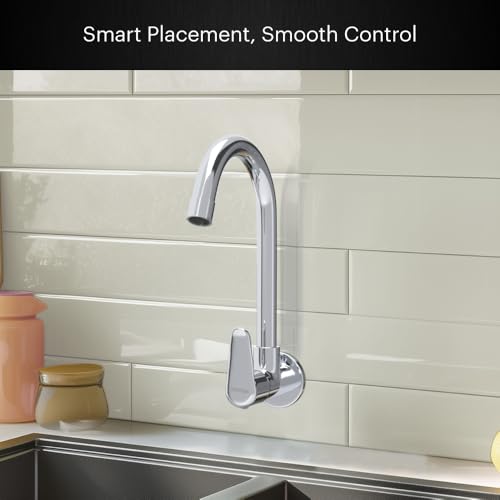 Image of Johnson Sega Brass Wall Mounted Sink Cock for Kitchen | Chrome Finish Kitchen Faucet with Wall Flange | Corrosion Resistant Brass Kitchen Tap | Cold Water Sink Faucet | 10-Year Warranty