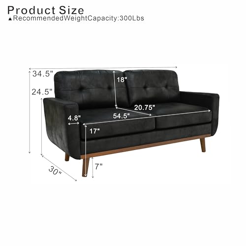 Eafurn Mid-Century Modern PU Leather Settee