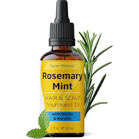 Seven Minerals Rosemary Oil for Hair Growth, Infused with Biotin, Keratin, Mint, and Natural Strengthening Oils for Men & Women, 2 fl oz Cover