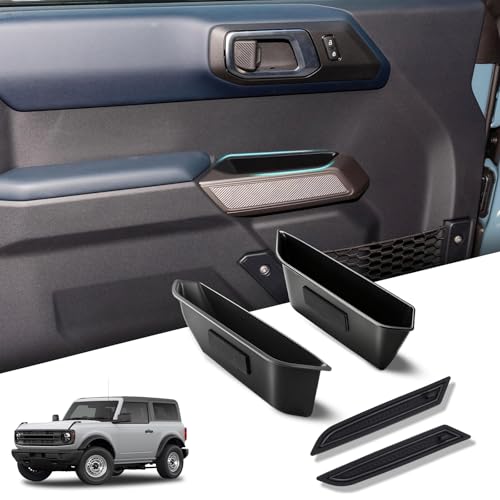 Image of 1797 2PCS Front Door Handle Storage Box fit for Ford Bronco 2021 2022 2023 2024 2025 2026 Accessories Car Pocket Organizer with Anti-Slip Black ABS Plastic (Not for Sport)