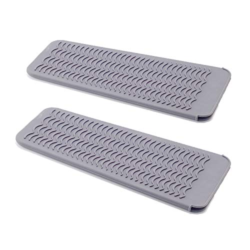 ZAXOP 2 Pack Heat Resistant Silicone Mat Pouch for Flat Iron, Curling Iron,Hair