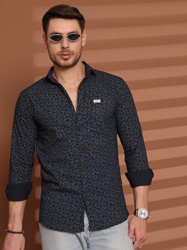Image of Majestic Man Printed Pure Cotton Slim Fit Casual Shirt