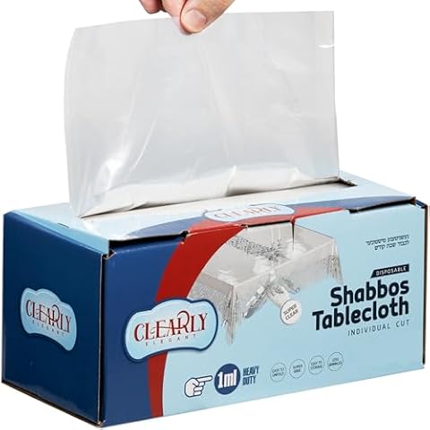 Clearly Elegant Clear Disposable Plastic Table Covers, Pack of 16 Tablecloths, Each Measures 68" x 108", Fits 8 Feet Rectangle Table, Clear Cover