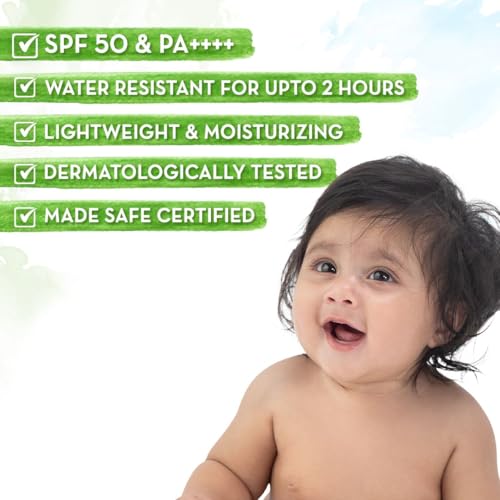 Image of Mamaearth Baby Rich Moisturizing Ultra Light Sunscreen - 50g | SPF 50 & PA++++ | Water Resistant | Lightweight & Moisturizing | Suits all Skin Type | Safe For Babies | Dermatological Tested | Hydrating Sun Protection