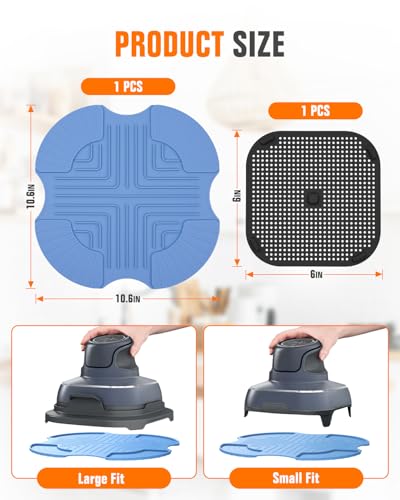 Image of 2 PCS Silicone Trivet & Splatter Shield for Ninja Crispi Black (Sky Blue) | Heat Resistant & Non-Slip Silicone,Blocks Oil Splashes,Guards Countertops,Reusable, Easy To Clean,Dishwasher Safe