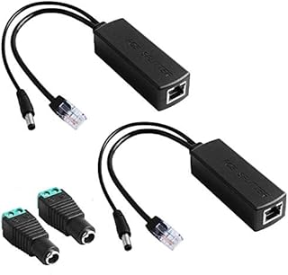 GeeekPi 2-Pack Active PoE Power Over ethernet Splitter Adapter 48V to 12V,IEEE 802.3af Compliant 10/100Mbps PoE Splitter with 12V Output for IP Camera,Wireless Access Point and VoIP Phone