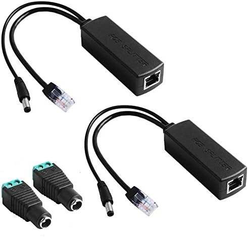 GeeekPi 2-Pack Active PoE Power Over ethernet Splitter Adapter 48V to 12V,IEEE 802.3af Compliant 10/100Mbps PoE Splitter with 12V Output for IP Camera,Wireless Access Point and VoIP Phone