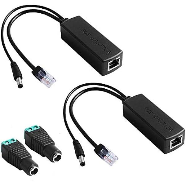 GeeekPi 2 sztuki adapterów rozgałęźników PoE 48 V na 12 V, IEEE 802.3af 10/100 Mb/s PoE z wyjściem 12 V do kamery IP, bezprzewodowego punktu dostępowego i telefonu VoIP