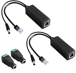 GeeekPi 2 x 48 V naar 12 V PoE-splitteradapters, IEEE 802.3af 10/100 Mbps PoE-adapter met 12 V uitgang voor IP-camera, draadloos toegangspunt en VoIP-telefoon