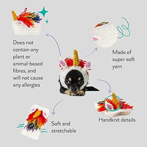 Zoo Snoods Unicorn Costume for Dogs & Cats, Small – Warm No Flap Ear Wrap Hood for Pets, Dog Outfit for Winters, Halloween, Christmas & New Year, Handmade Soft Yarn Ear Covers Zoo Snoods Unicorn Costume for Dogs & Cats, Small – Warm No Flap Ear Wrap Hood for Pets, Dog Outfit for Winters, Halloween, Christmas & New Year, Handmade Soft Yarn Ear Covers
