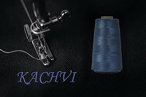 Image of Ace International Exports 3000 m Overlock Polyester Sewing Thread Set Box Yarn Spools Cone Navy (Pack of 5)