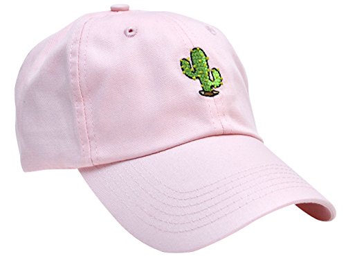 Skyed Apparel Cactus Embroidery Adjustable Baseball Cap Baseball Hat Dad Hat (Pink)