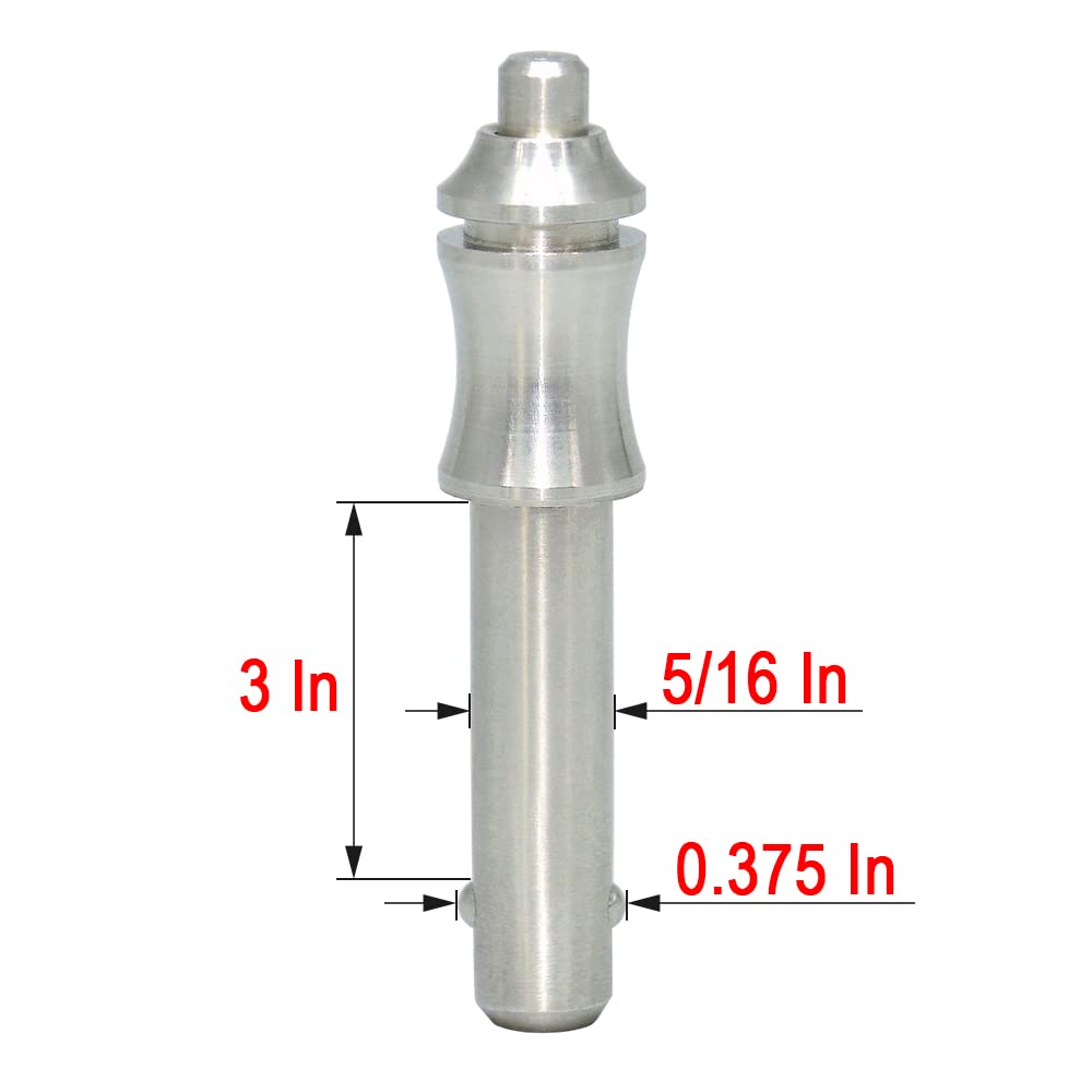 AUZHU - PLG - Inch - Marine Grade Stainless Steel Ball Lock pins Quick Release pin with Button Indexing pins Spring pins Positioning pins Safety pins Locating pins Dowels Size: M 5/16 in - L 3 in