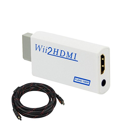 COOLEAD Convertidor Wii a HDMI Adaptador Wii2HDMI Converter Wii to HDMI Conector con Cable HDMI con Salida de Video Full HD 1080p 720p y Audio de 3.5mm para Wii U Wii Smart HDTV Monitor Proyector