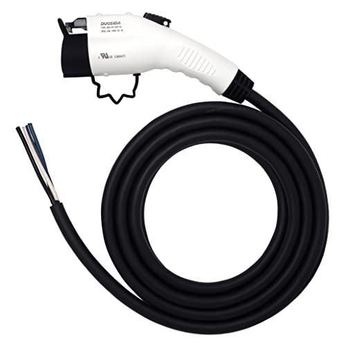 Inteset 25' EV Charger J-1772 Plug Replacement Cable, US Made, UL Cable, Charger End Bare Wire for Easy Replacement of Original Cable on Chargers up to 40 Amps