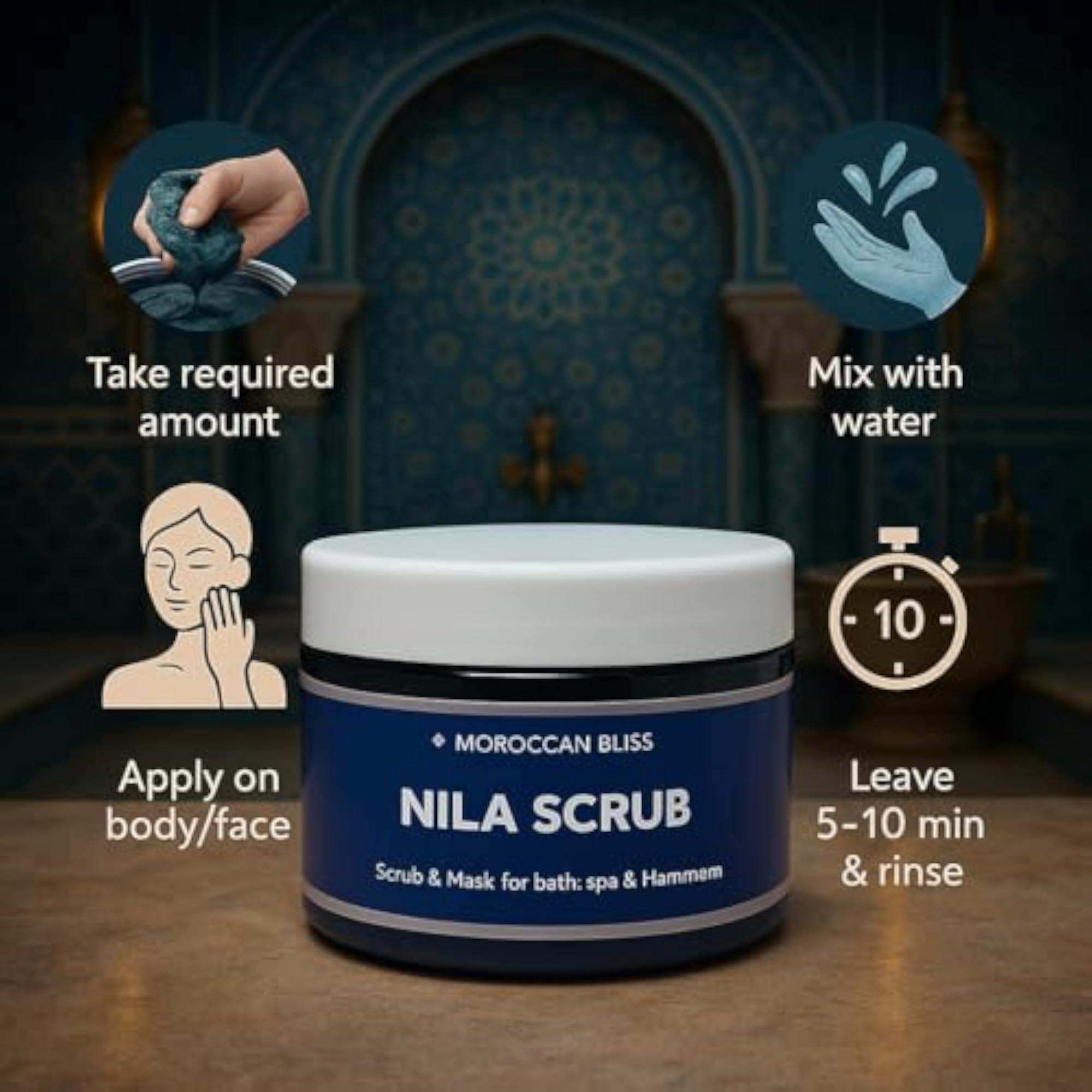 Moroccan Nila Scrub for Glowing Skin, Brightening