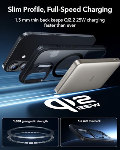 Image of ESR for iPhone 17 Case, Camera Control Cover, Compatible with MagSafe, Shockproof Military-Grade Protection, Magnetic Phone Case for iPhone 17, Classic Hybrid Case, Clear Black
