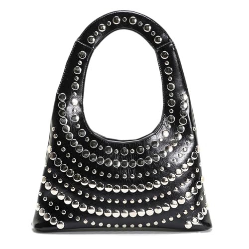 CUXVA Studded Purses Y2k Shoulder Bag 90s Punk Women Small Shouder Purse PU Leather Designer Handbags