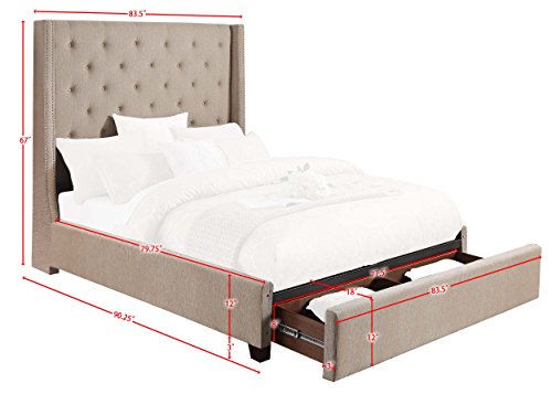 Homelegance Fairborn Fabric Upholstered Platform Storage Bed, Cal King, Beige #TOP3